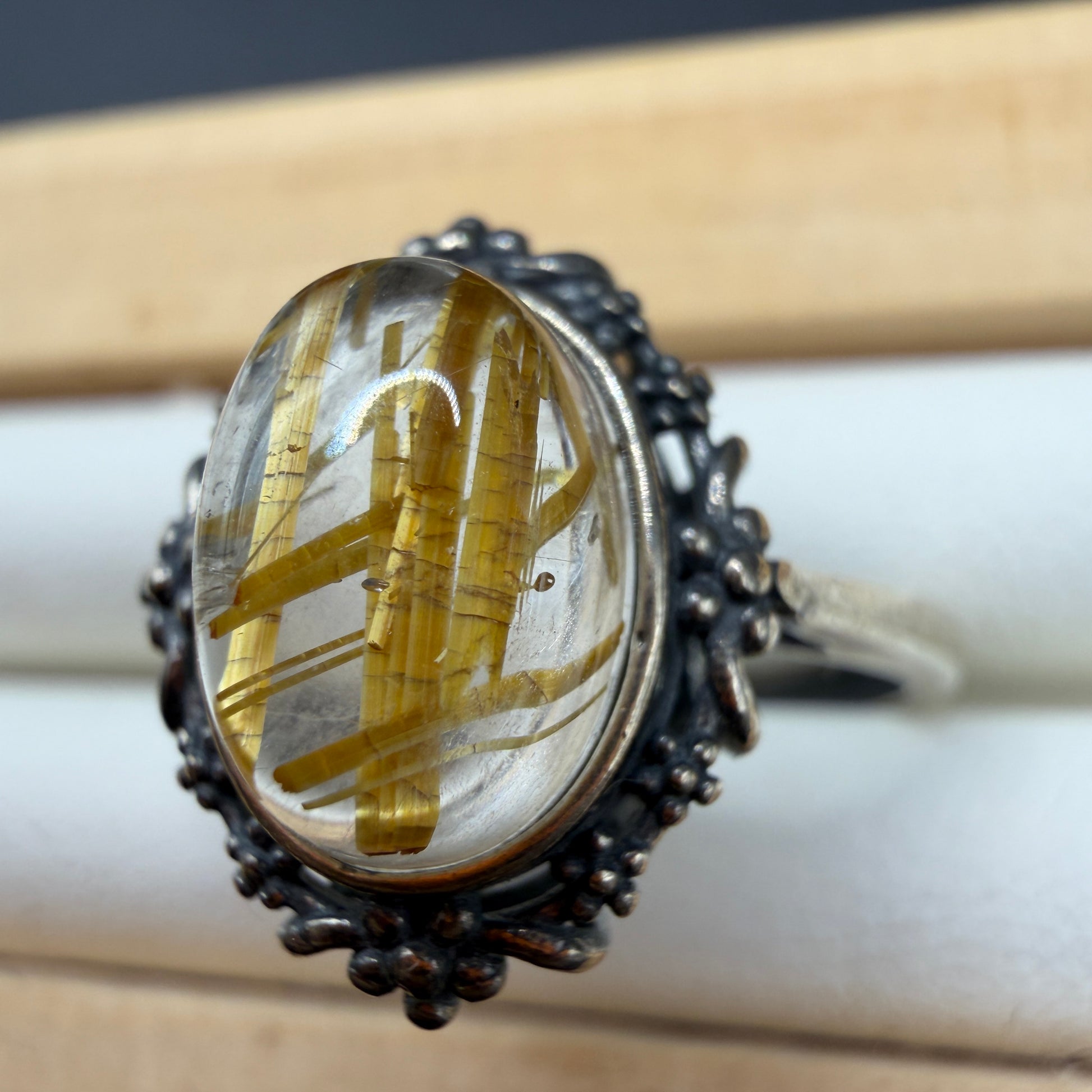 Golden Rutile S925 Adjustable Ring