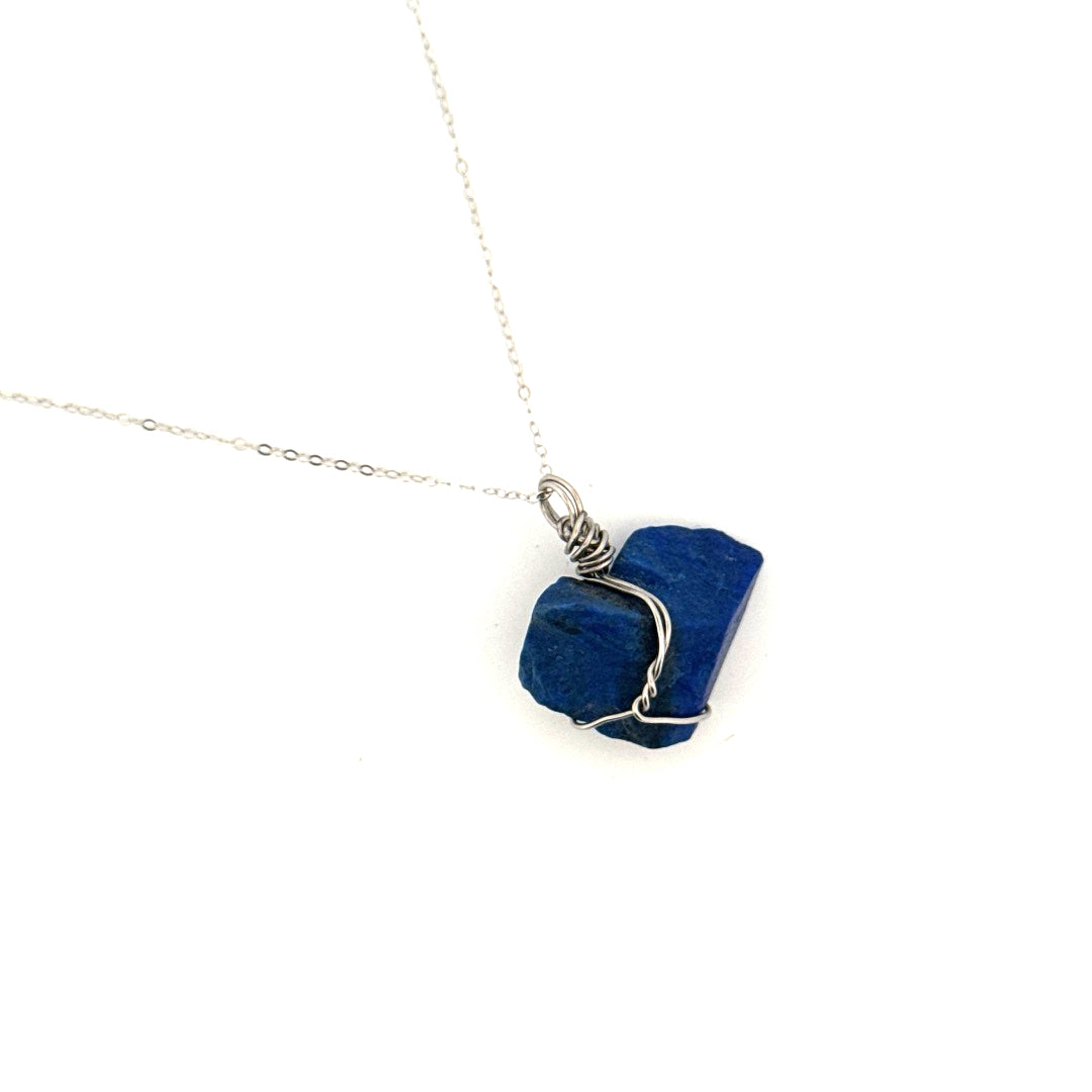 Raw Lapis Lazuli Handmade Necklace on S925 Chain