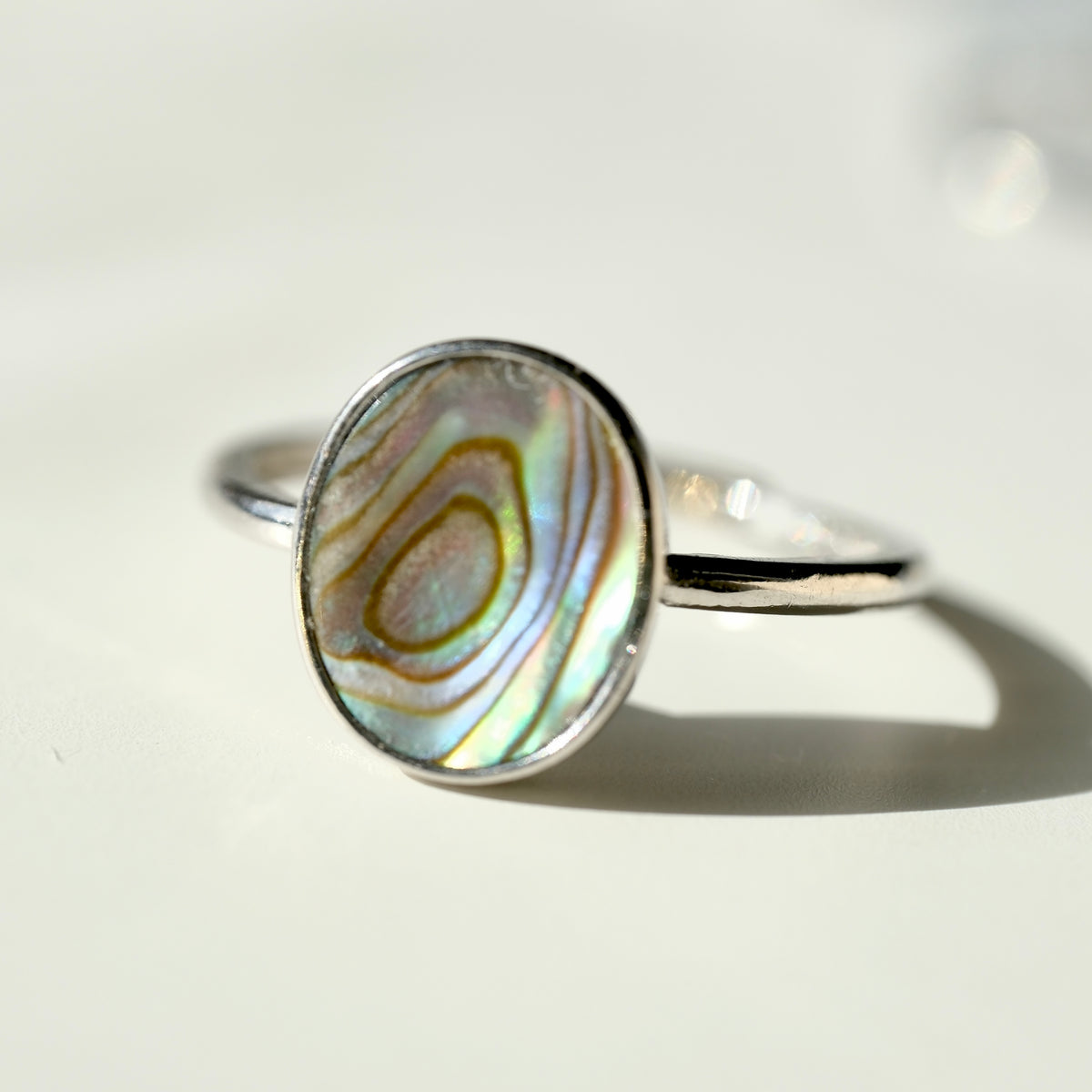 Abalone Shell Oval S925 Adjustable Ring