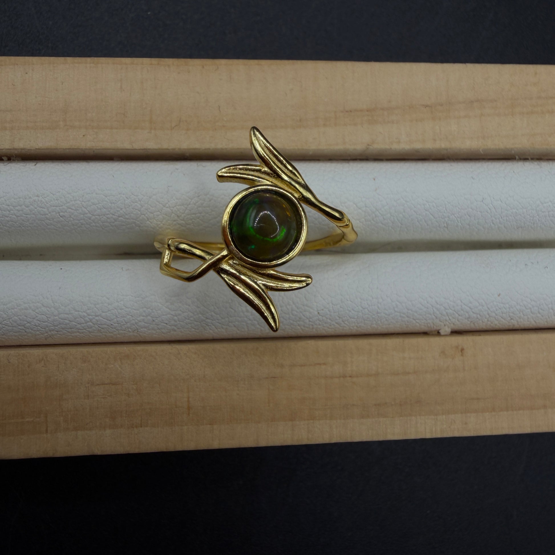 Black Opal S925 Adjustable Ring