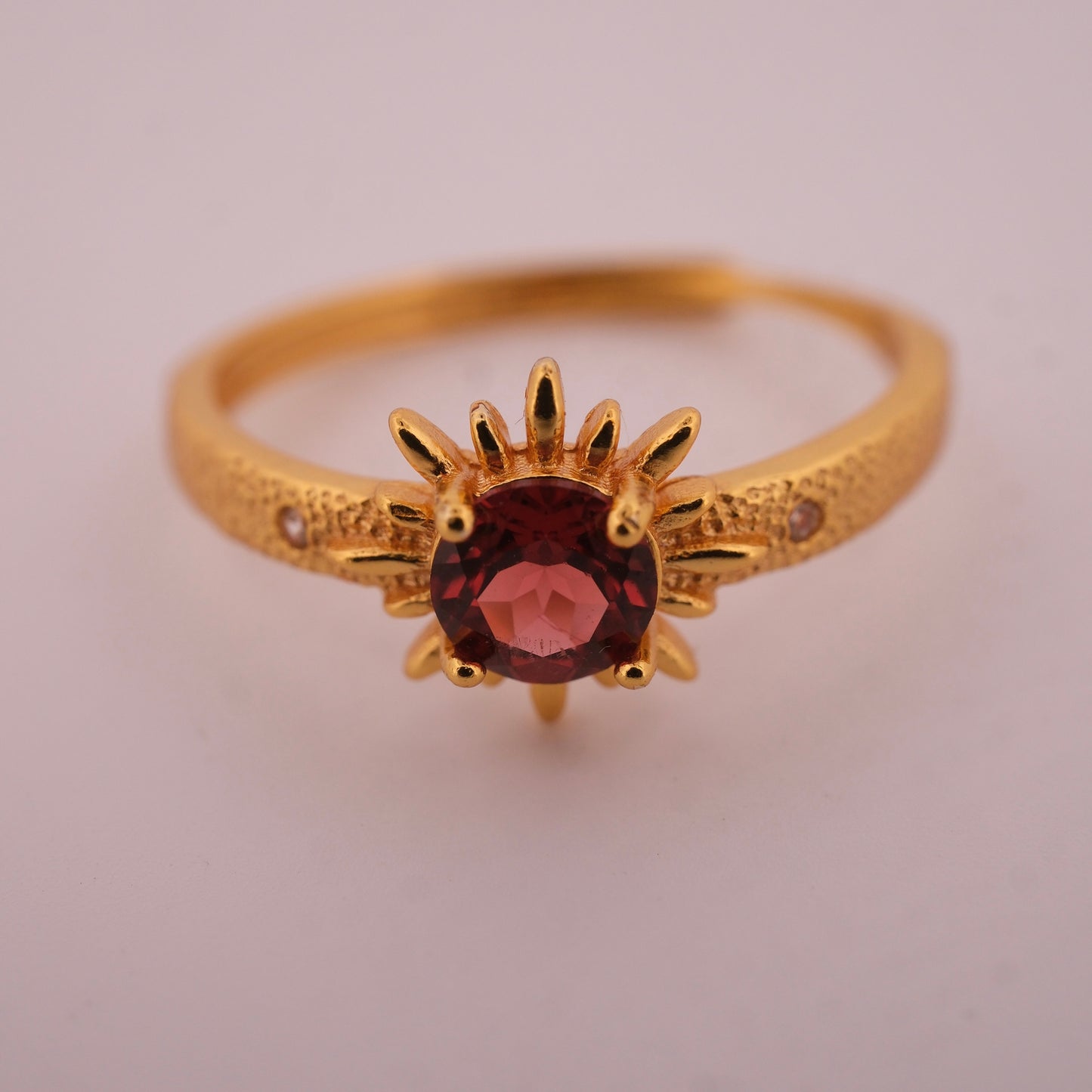 Garnet Sun Gold S925 Adjustable Ring
