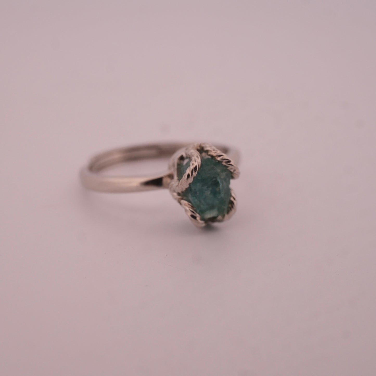 Raw High Grade Green Kyanite S925 Adjustable Ring