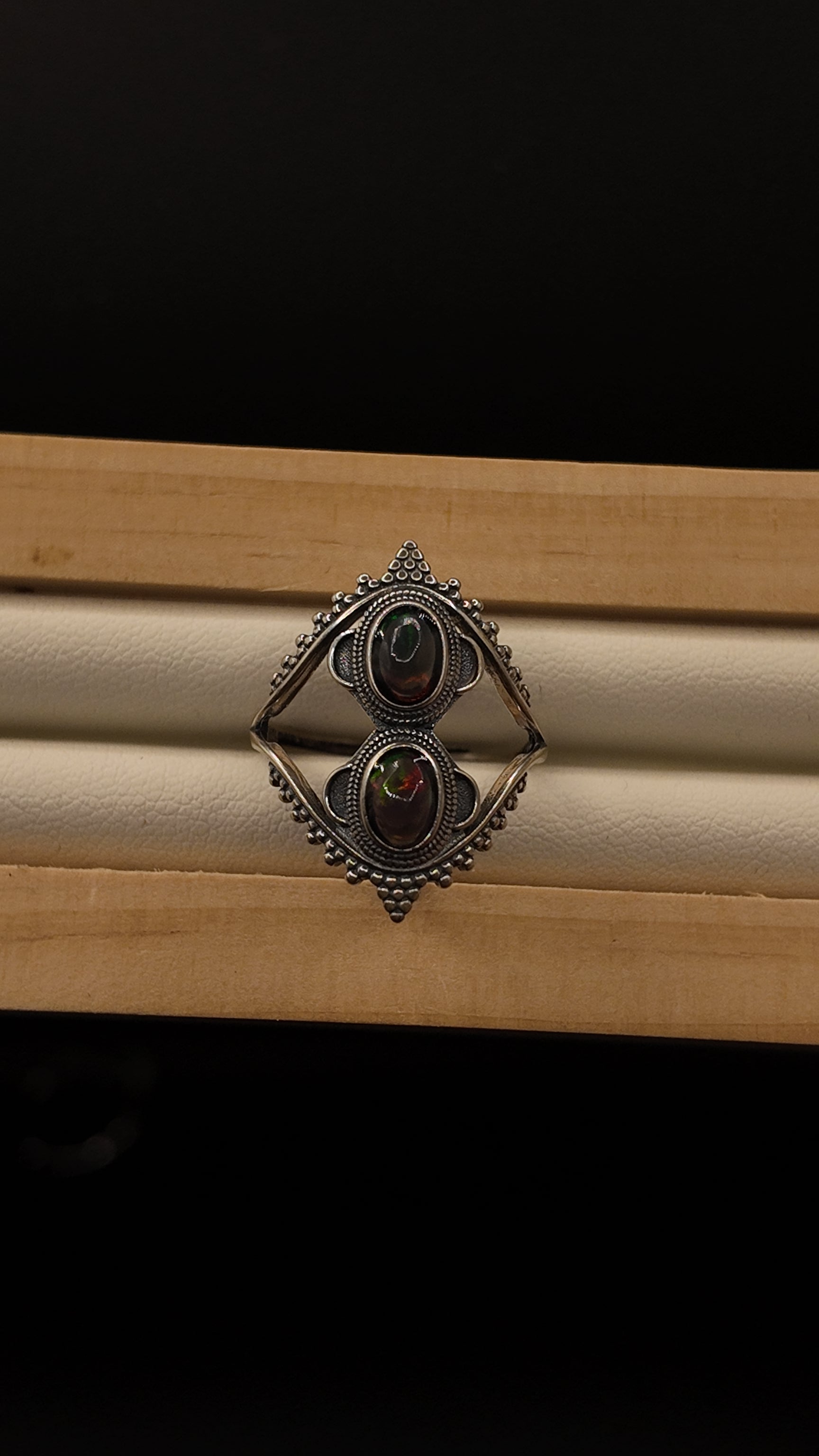Double Black Opal Ring