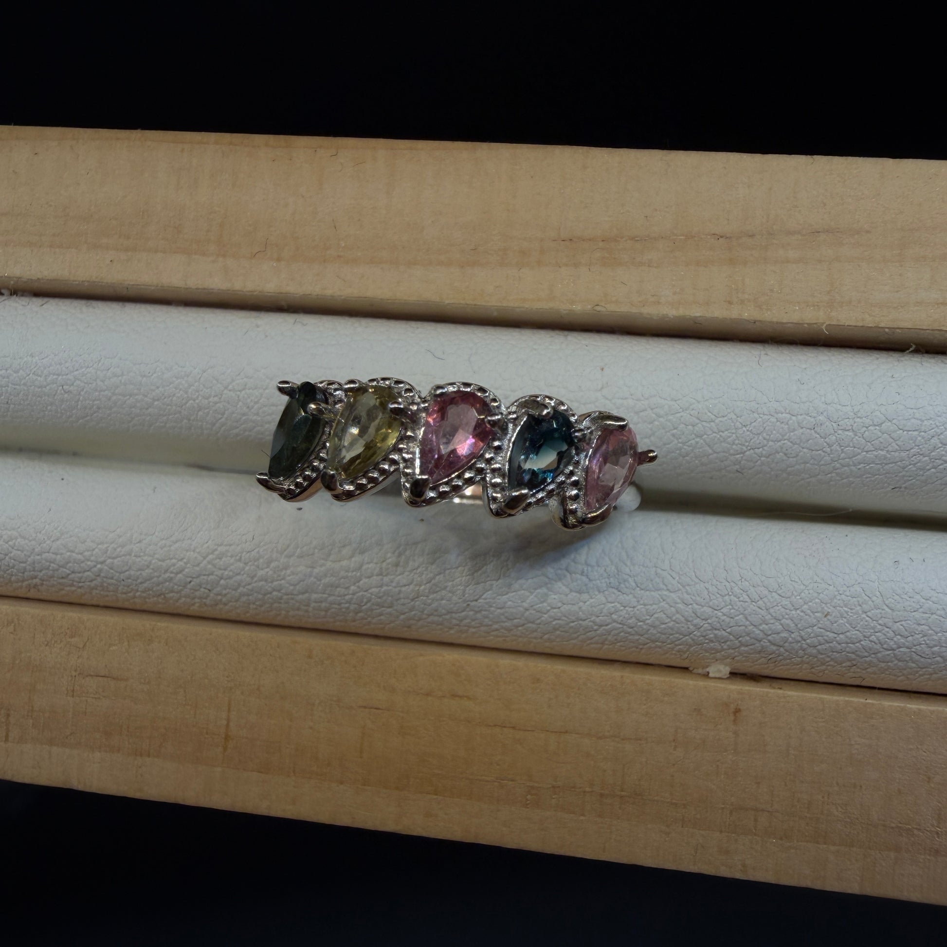 Rainbow Tourmaline S925 Adjustable Ring