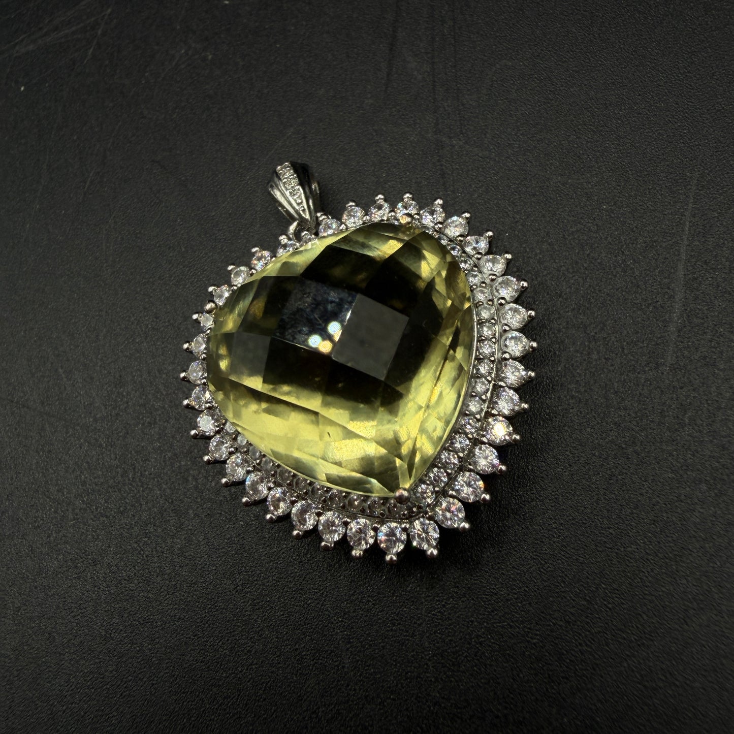 Giant Libyan Desert Glass Heart S925 Certified Necklace