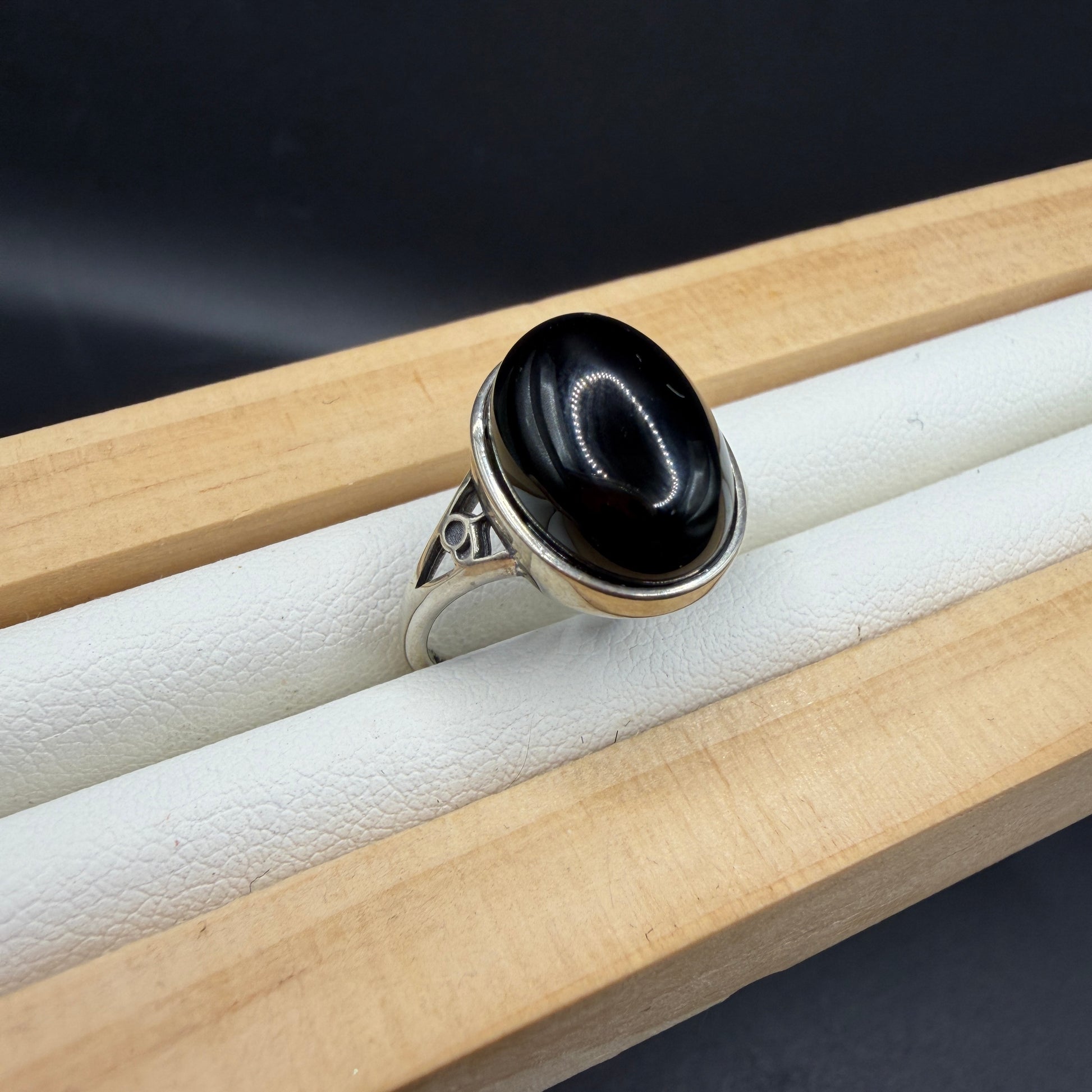 Black Agate S925 Adjustable Ring