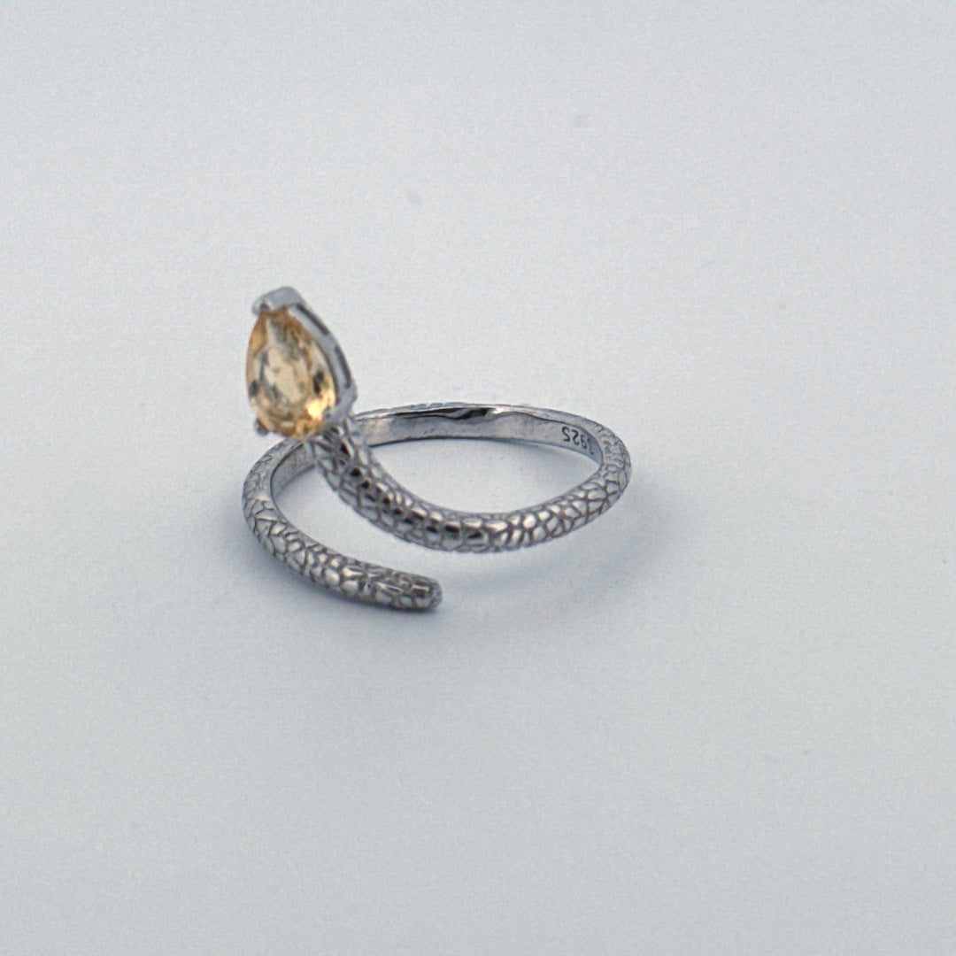 Citrine Snake S925 Adjustable Ring