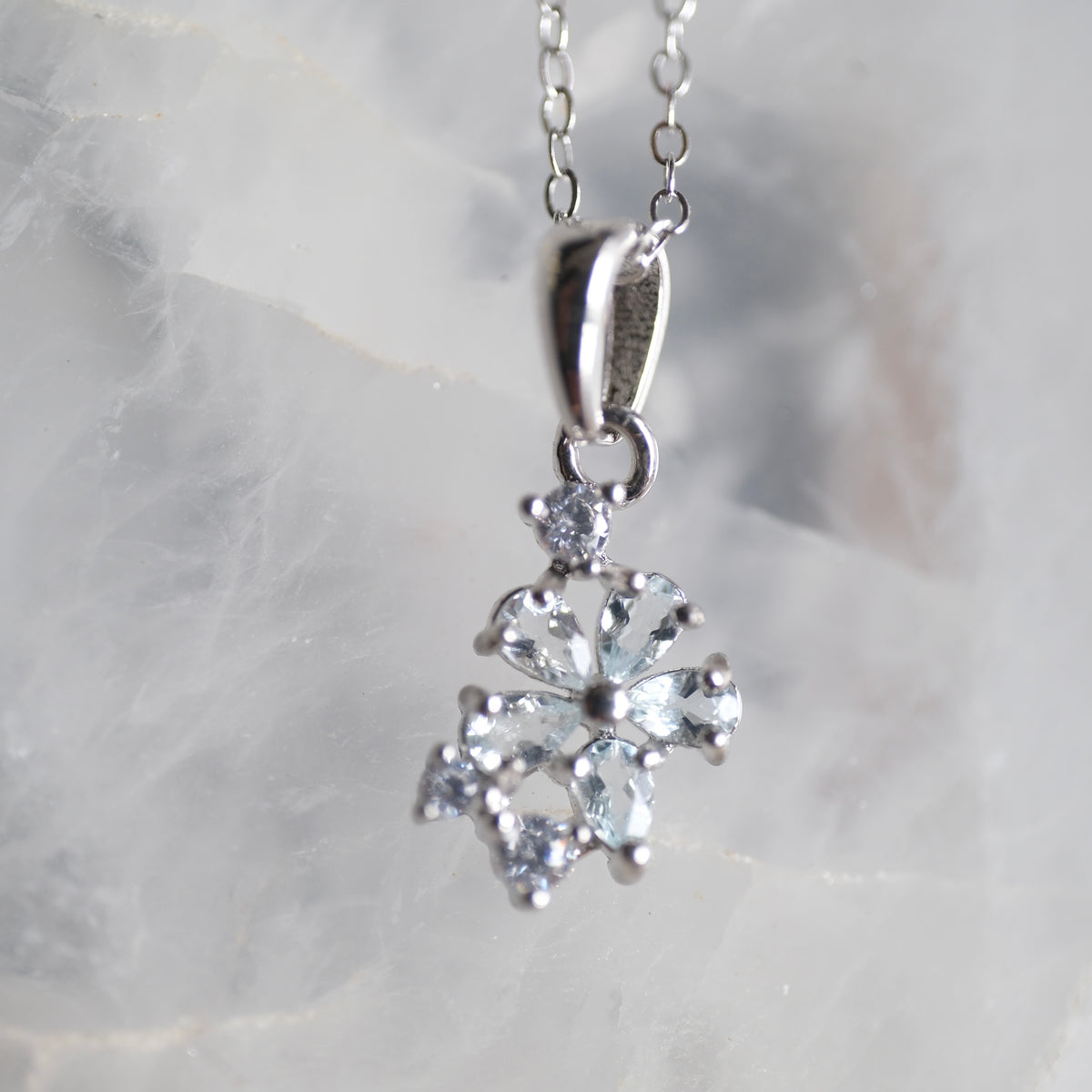 Aquamarine Flower S925 Necklace