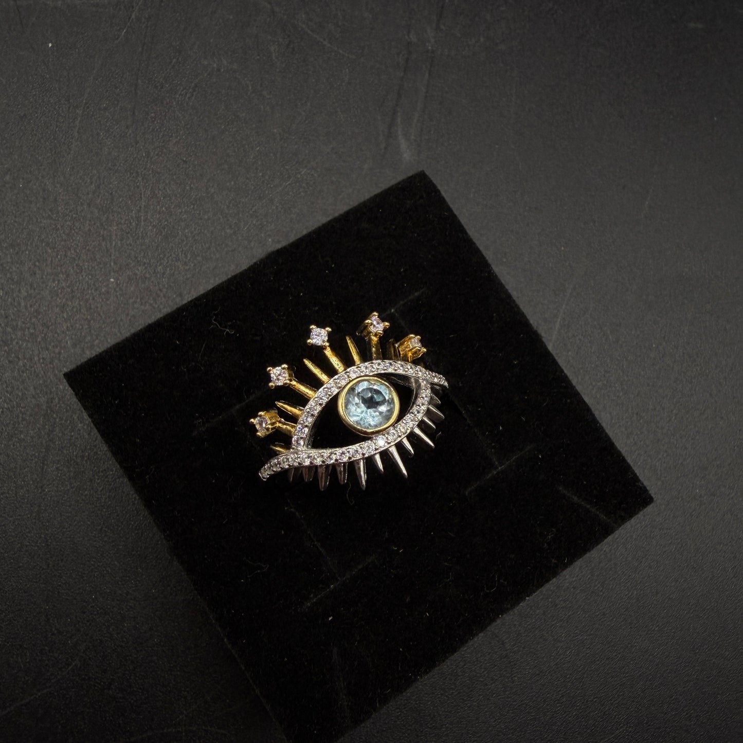 Blue Topaz Eye S925 Certified Adjustable Ring