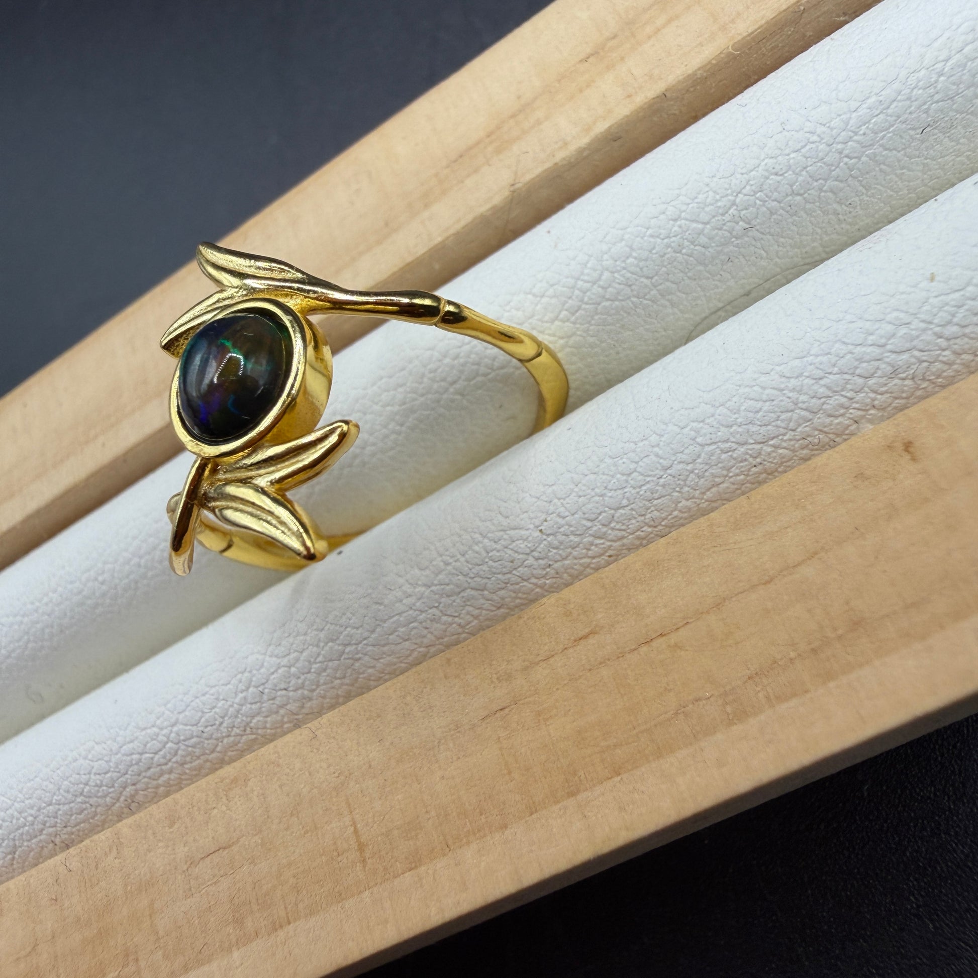 Black Opal S925 Adjustable Ring