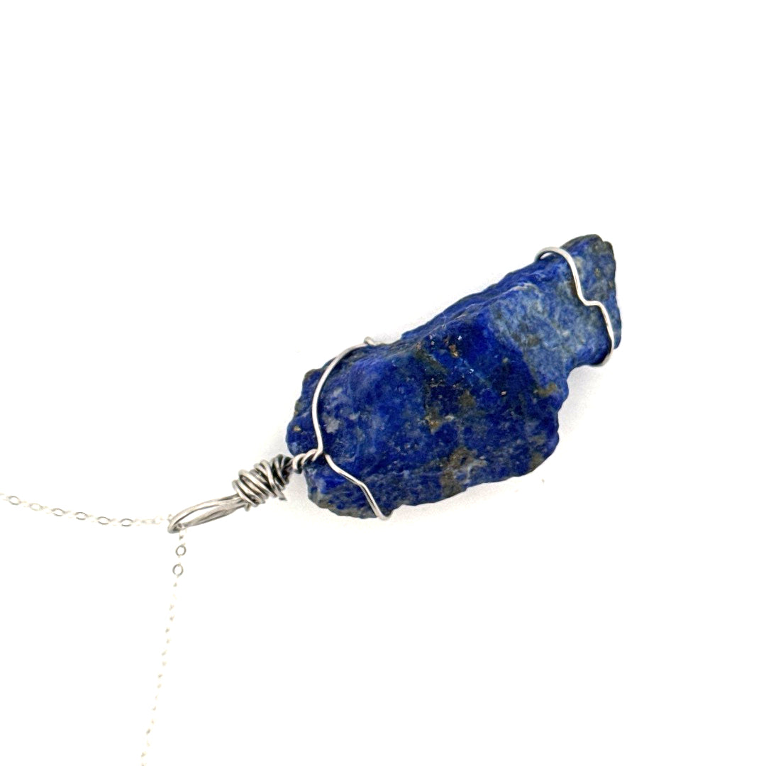 Raw Lapis Lazuli Handmade Necklace on S925 Chain