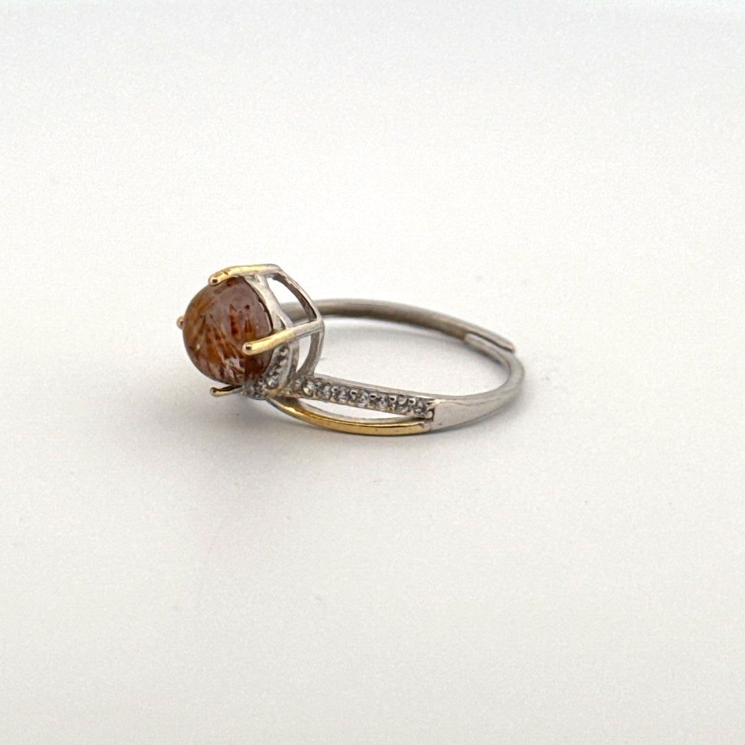 Golden Rutile S925 Adjustable Ring
