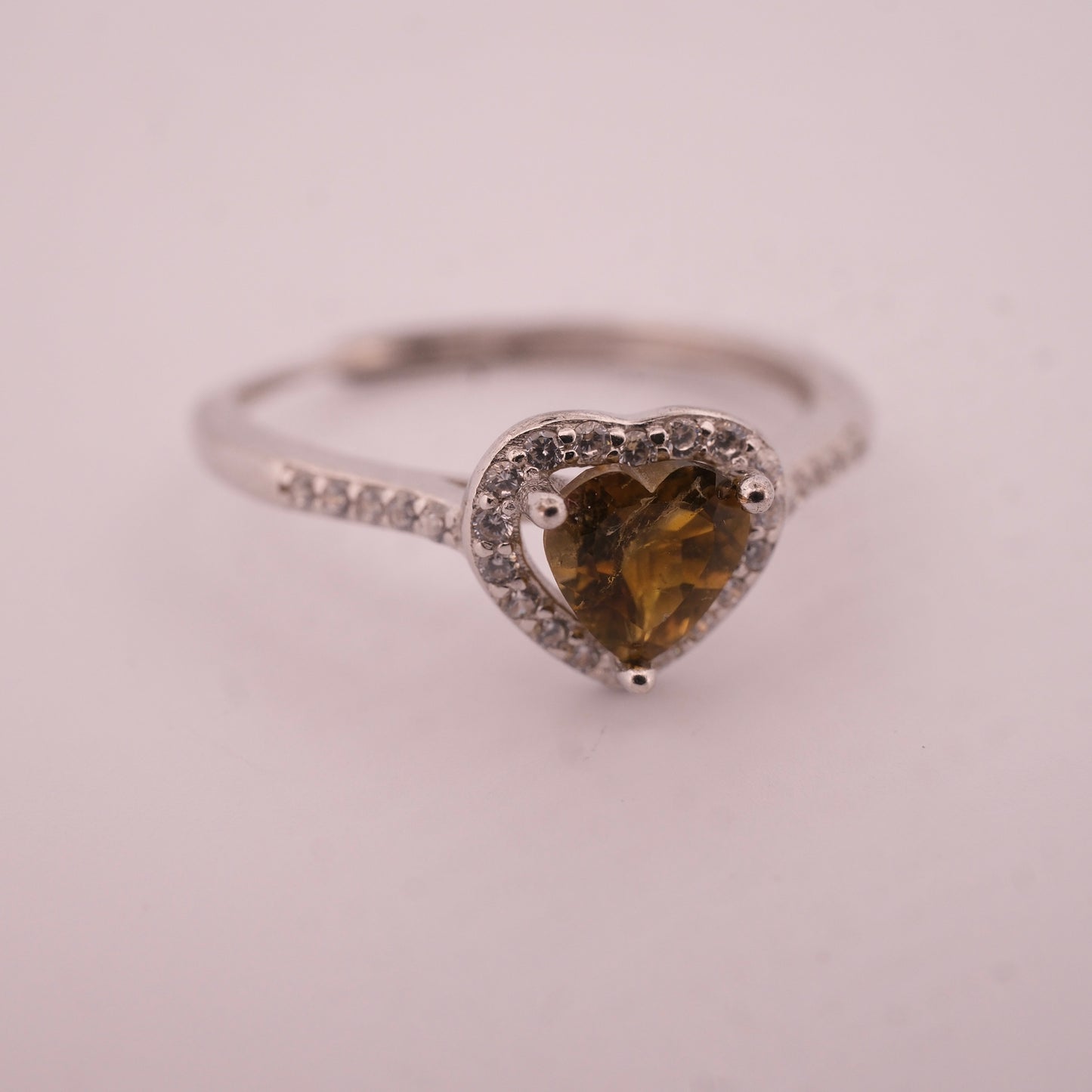 Tourmaline Heart S925 Adjustable Ring