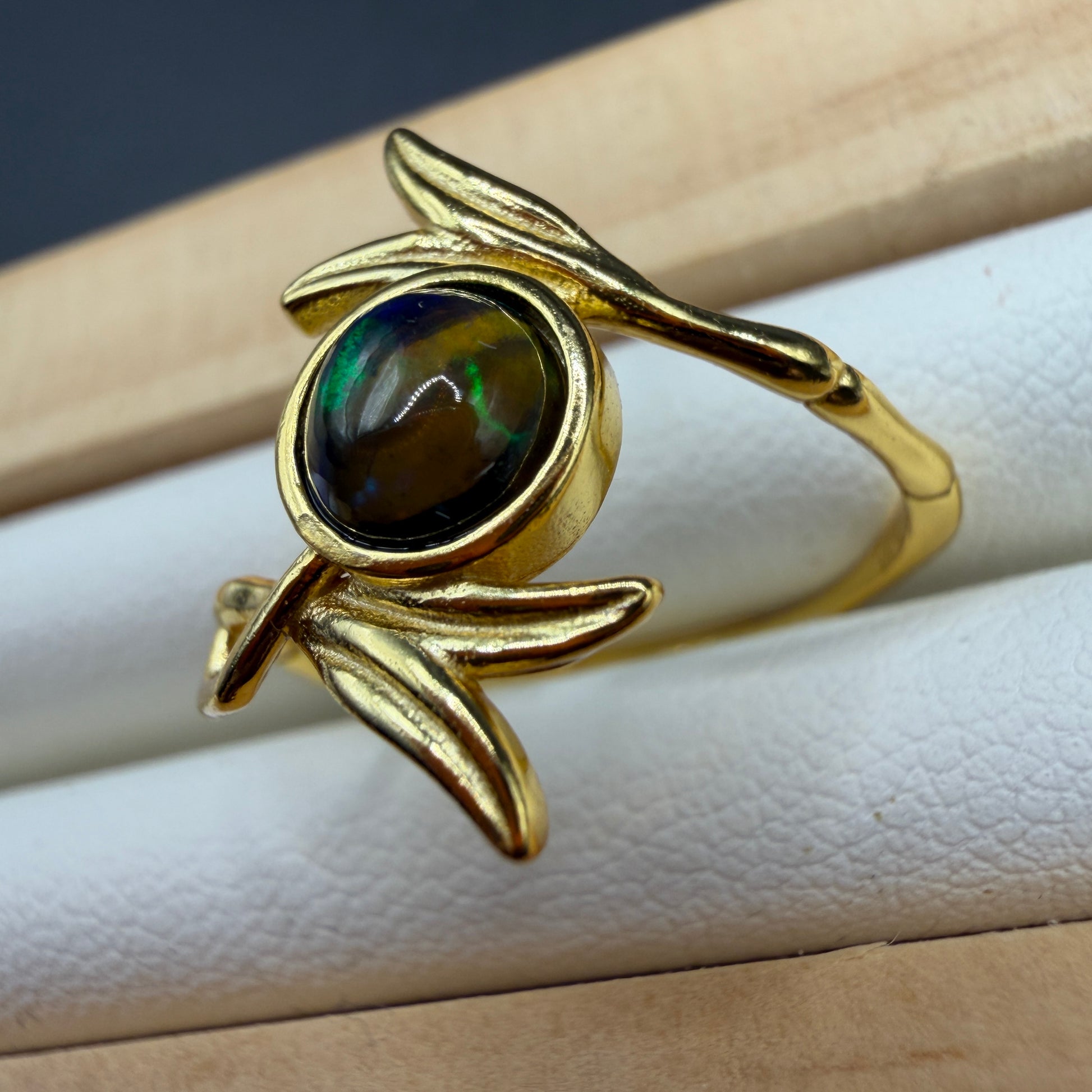 Black Opal S925 Adjustable Ring