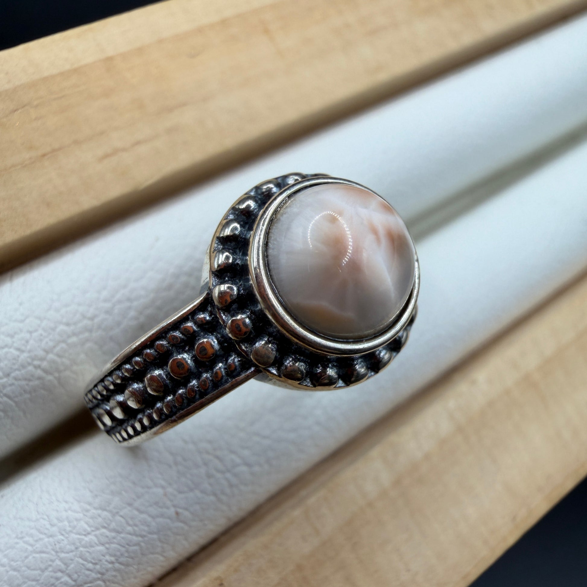 Pink Larimar S925 Adjustable Ring