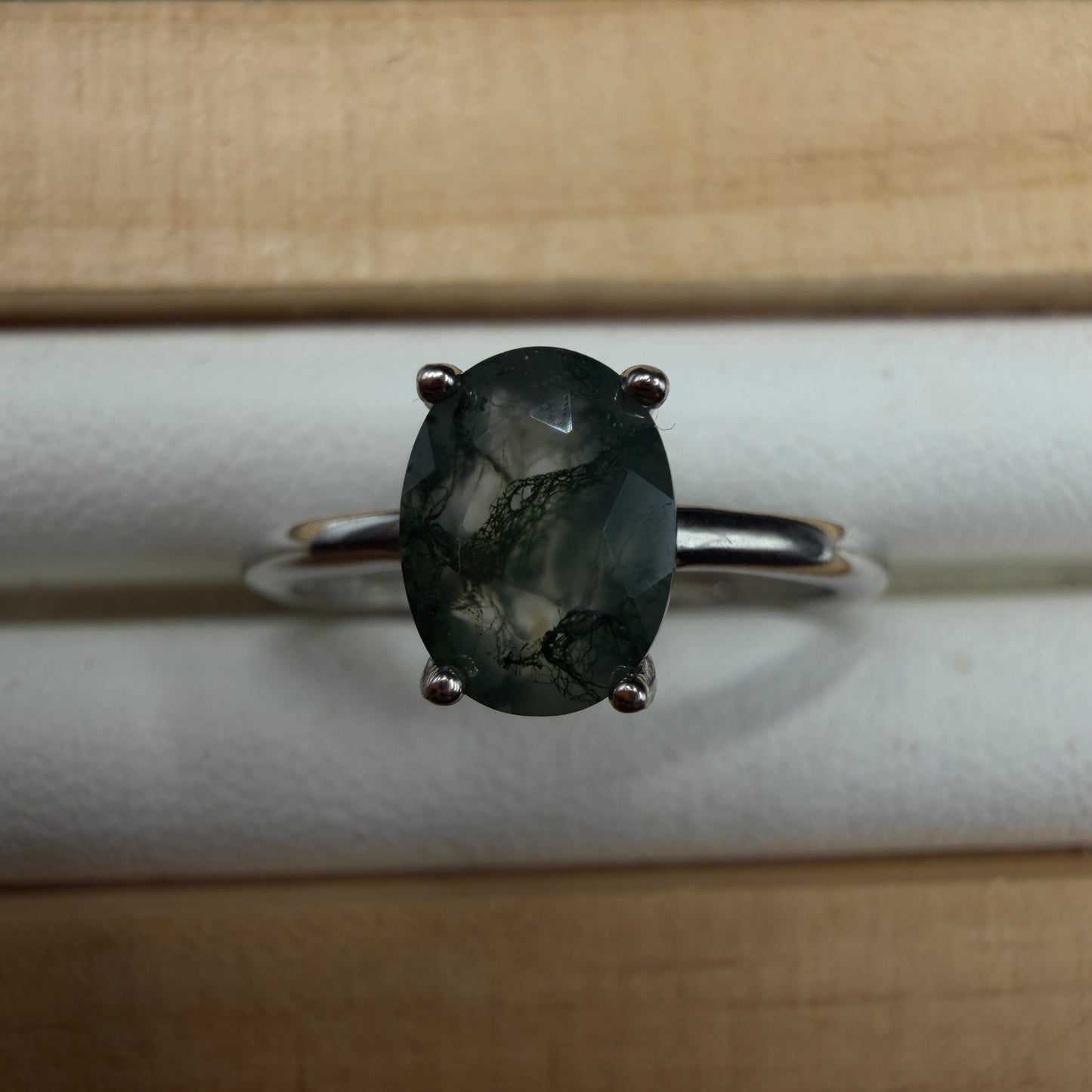 Moss Agate S925 Adjustable Ring