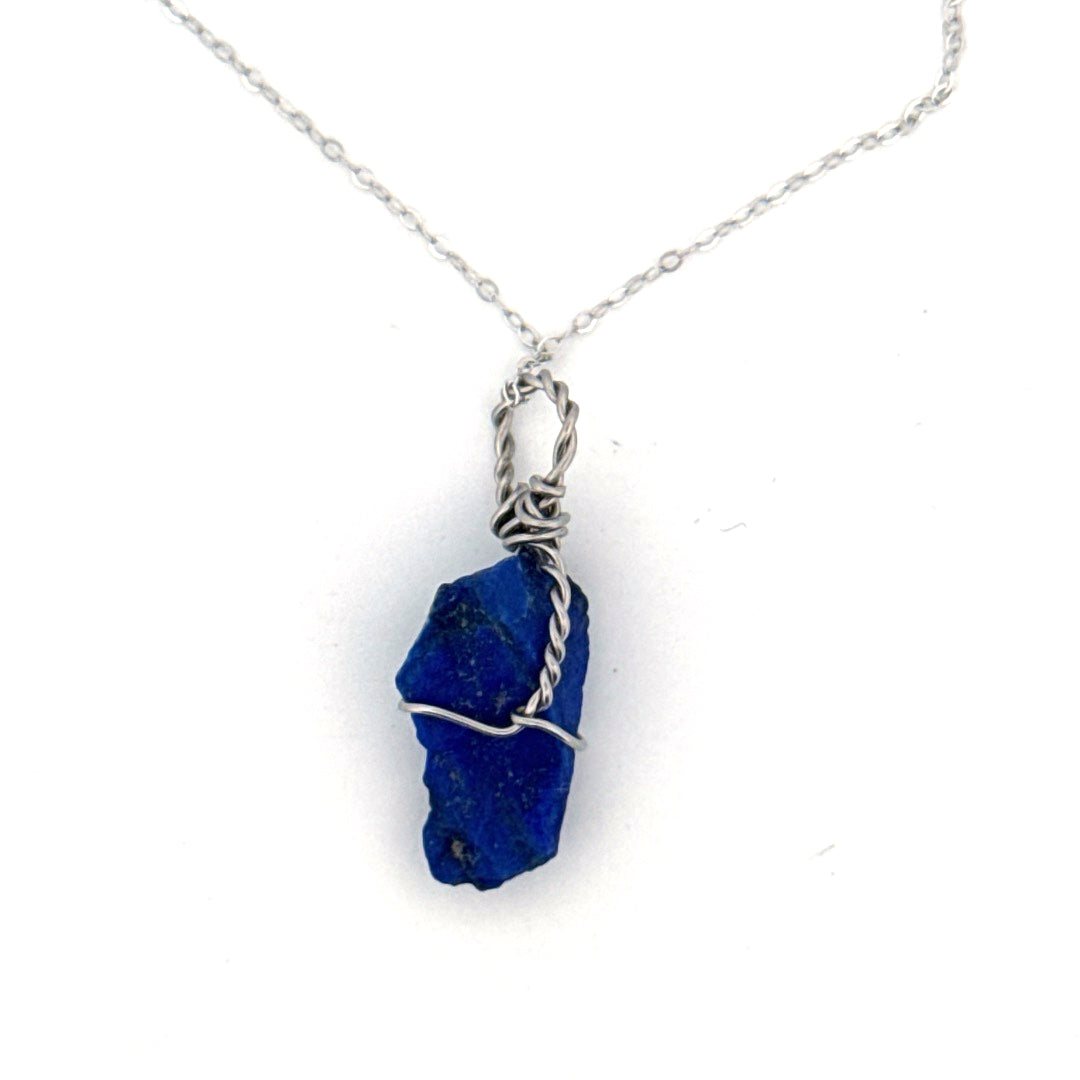 Raw Lapis Lazuli Handmade Necklace on S925 Chain