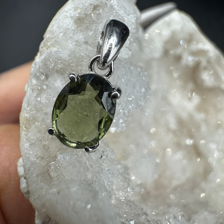 Moldavite Oval Certified S925 Necklace