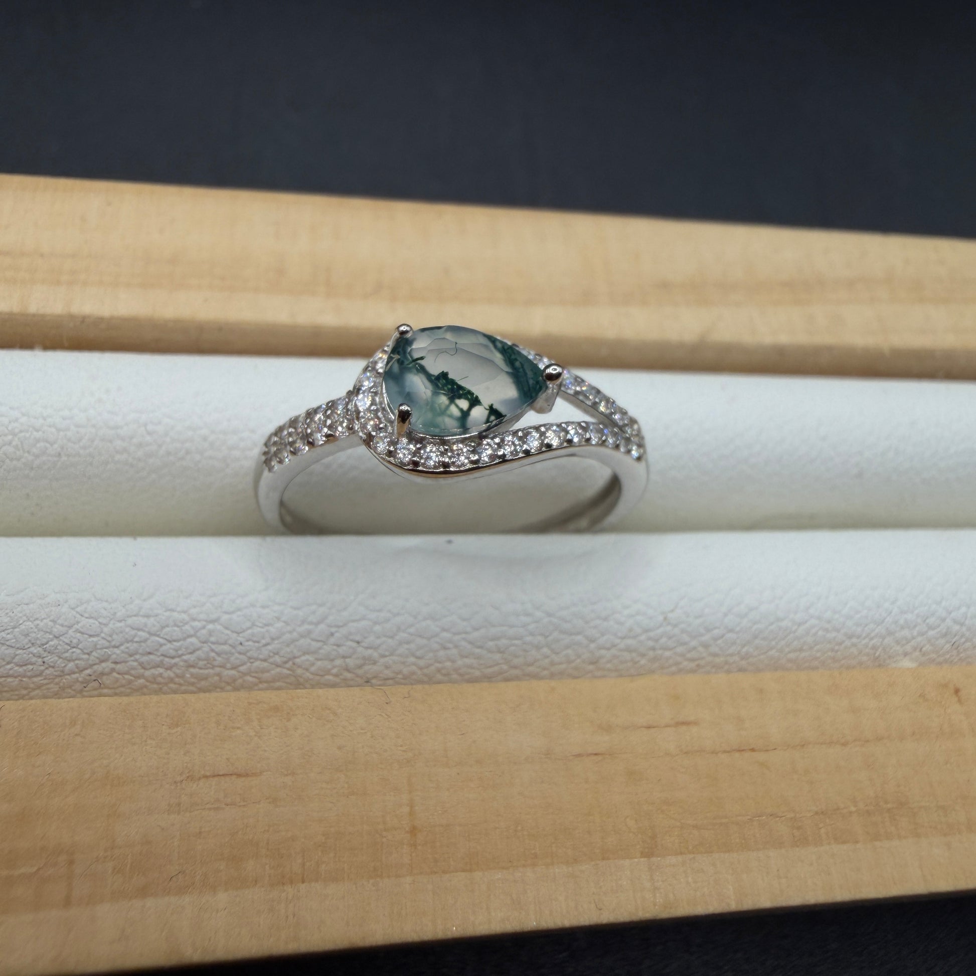 Moss Agate S925 Adjustable Ring