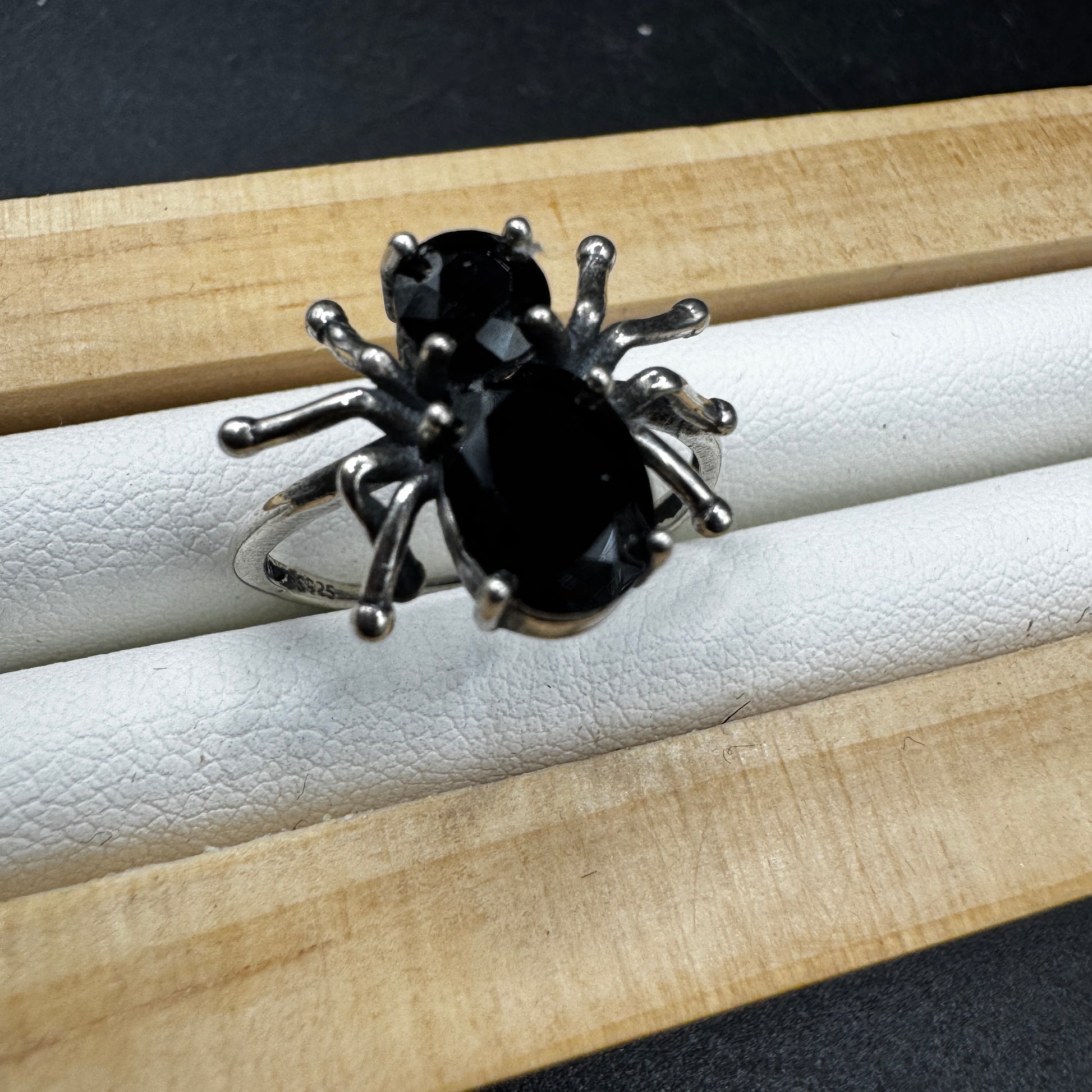 Black Spinel Spider S925 Halloween Ring