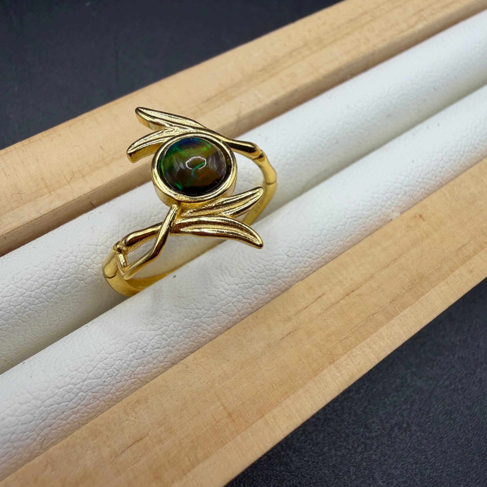 Black Opal S925 Adjustable Ring