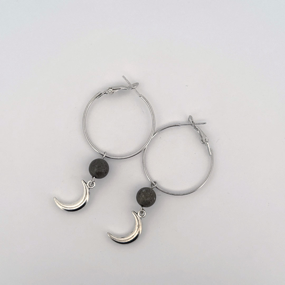 Pyrite Moon Handmade Hoop Earrings