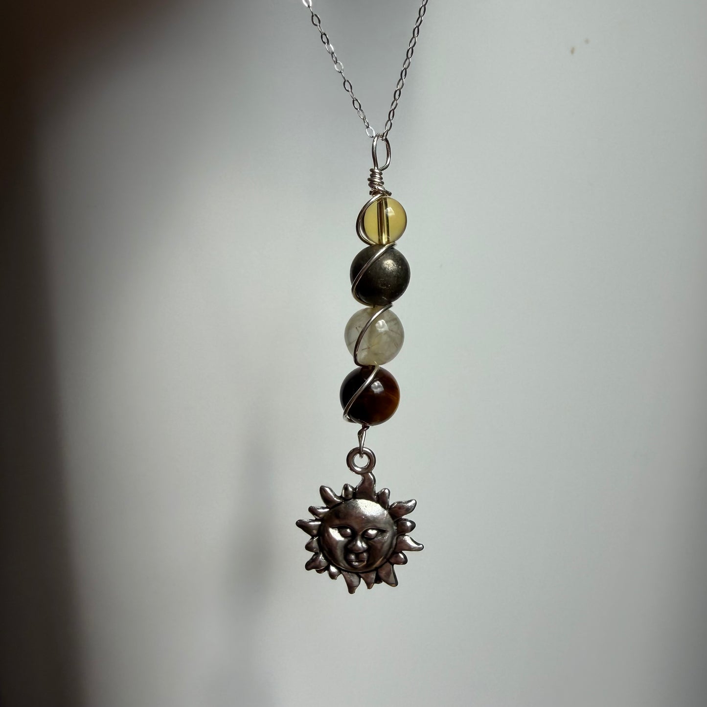 Radiant Joy Citrine Pyrite Labradorite and Black Tourmaline Handmade Necklace