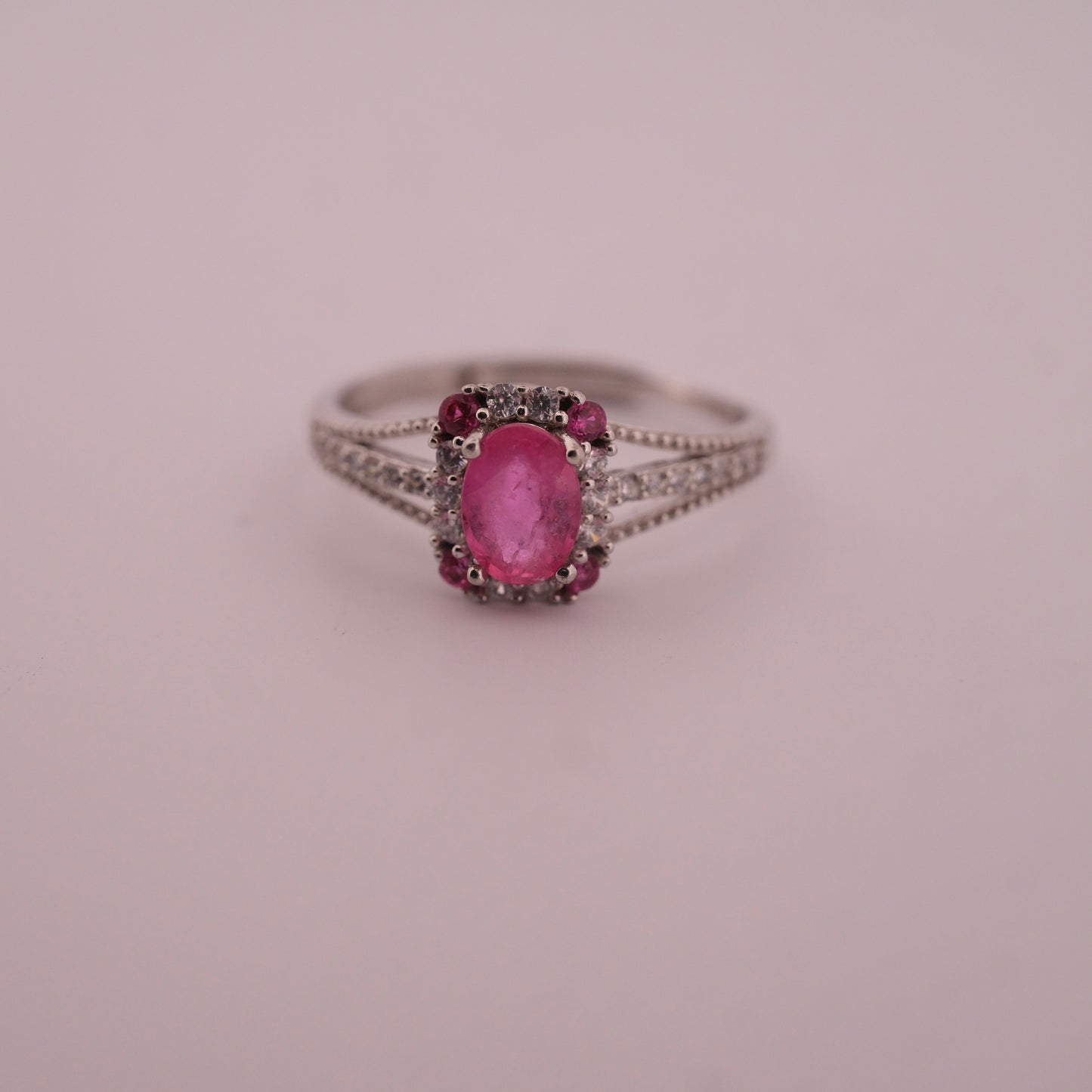 Pink Topaz S925 Adjustable Ring