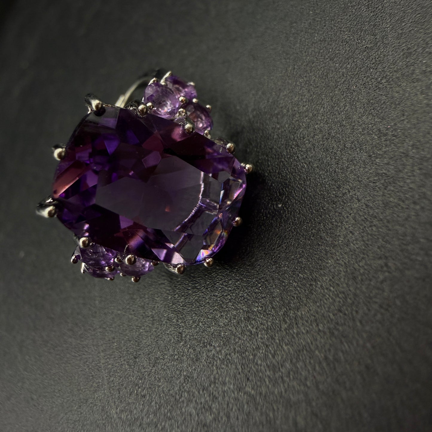 Amethyst Statement S925 Certified Adjustable Ring