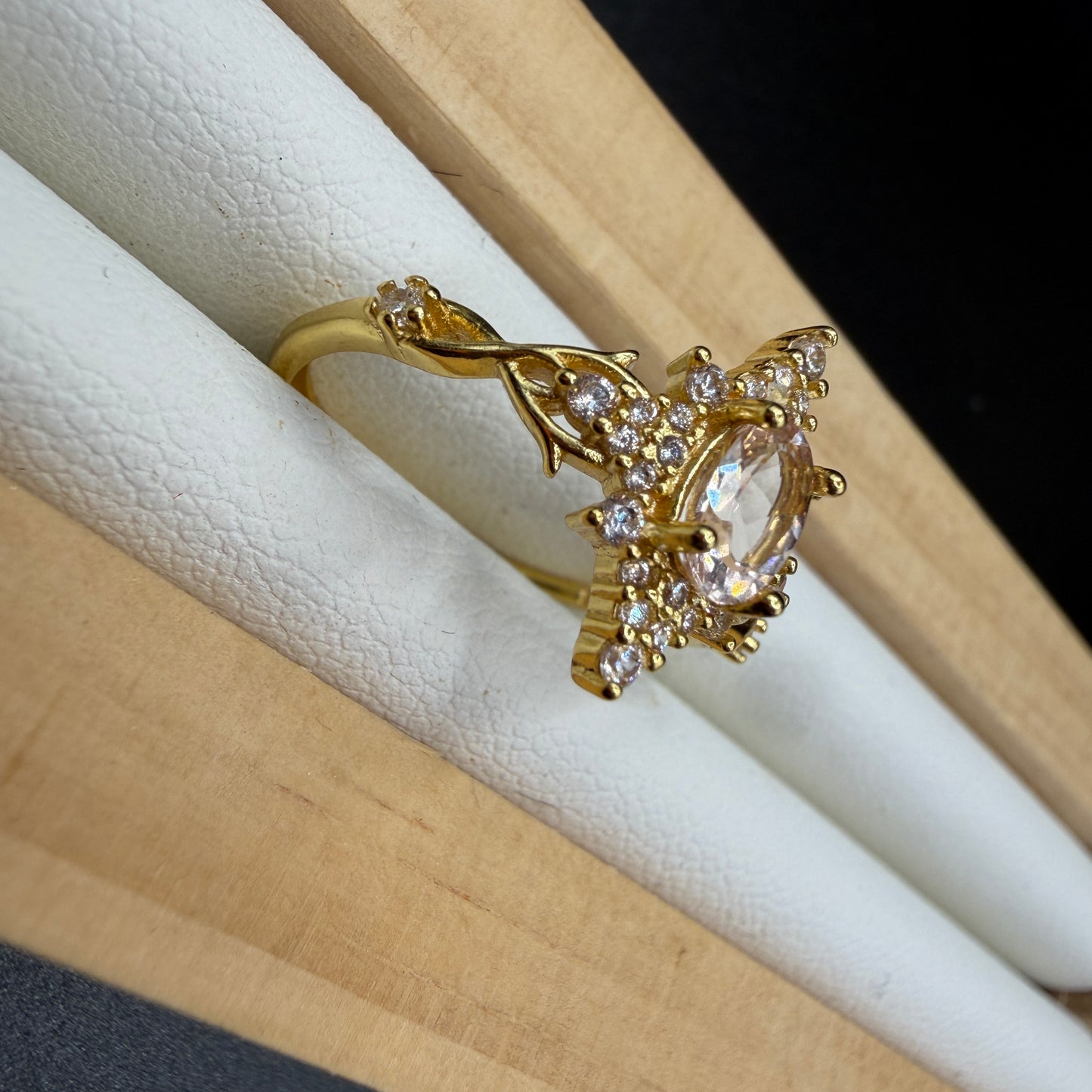 Rose Quartz Star S925 Adjustable Ring