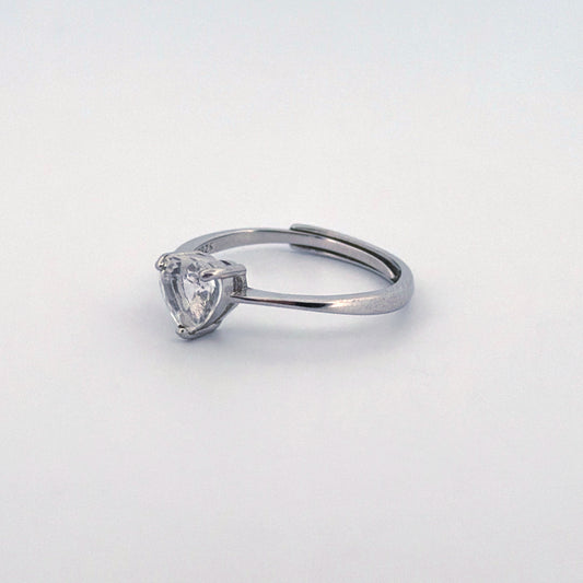 Clear Quartz HeartS925 Adjustable Ring