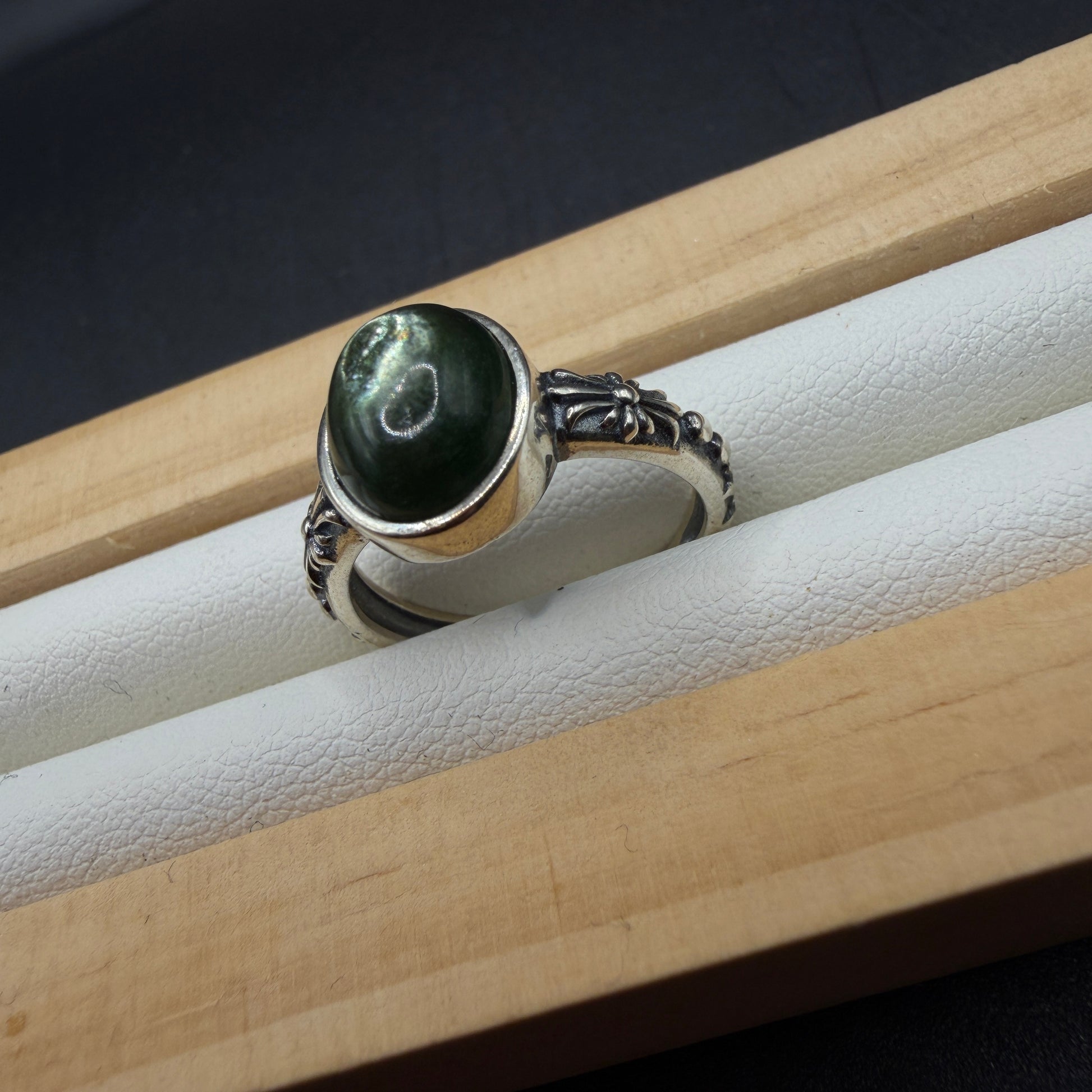 Green Mica S925 Adjustable Ring