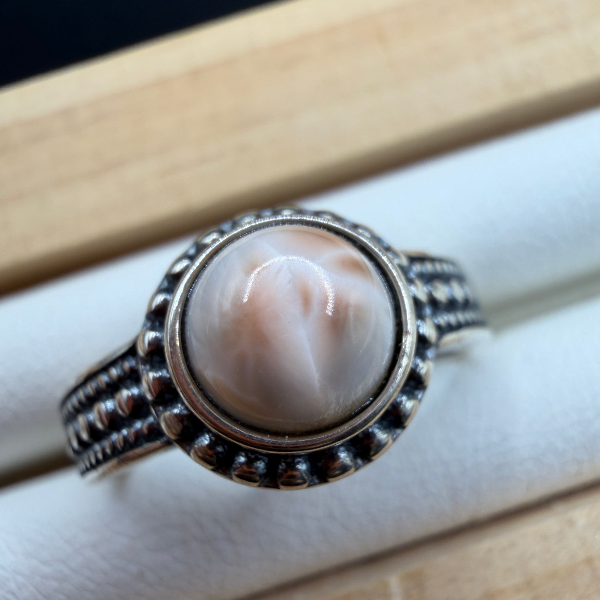 Pink Larimar S925 Adjustable Ring