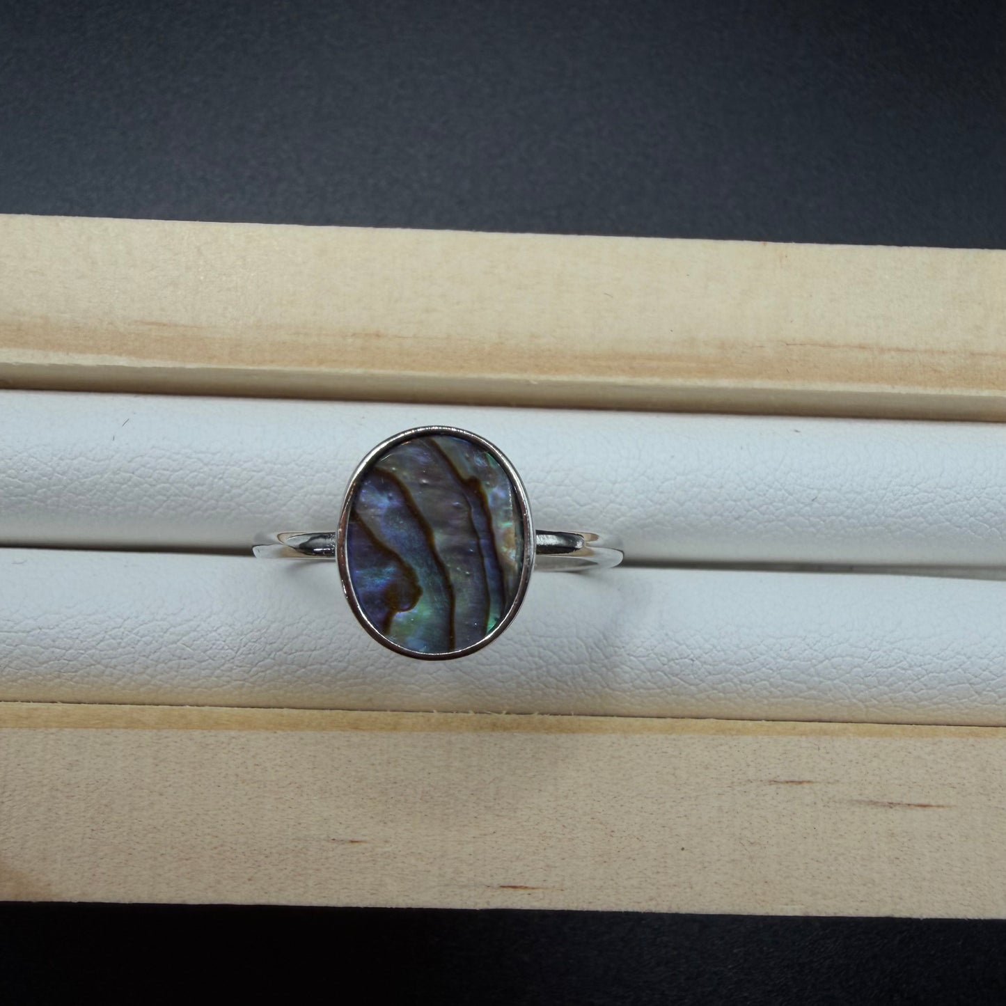 Abalone Shell Oval S925 Adjustable Ring