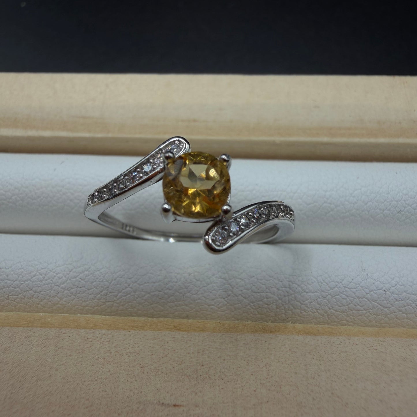 Citrine Asymmetrical S925 Adjustable Ring