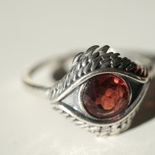 Garnet Evil Eye Ring