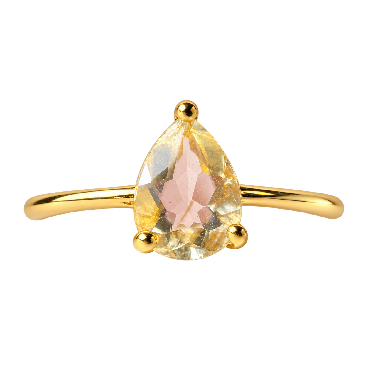 Gold ring with pale teardrop stone