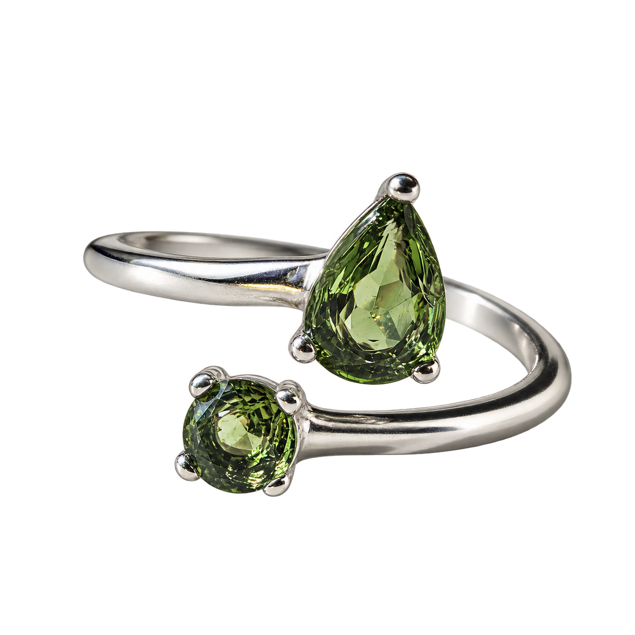 Silver Moldavite ring