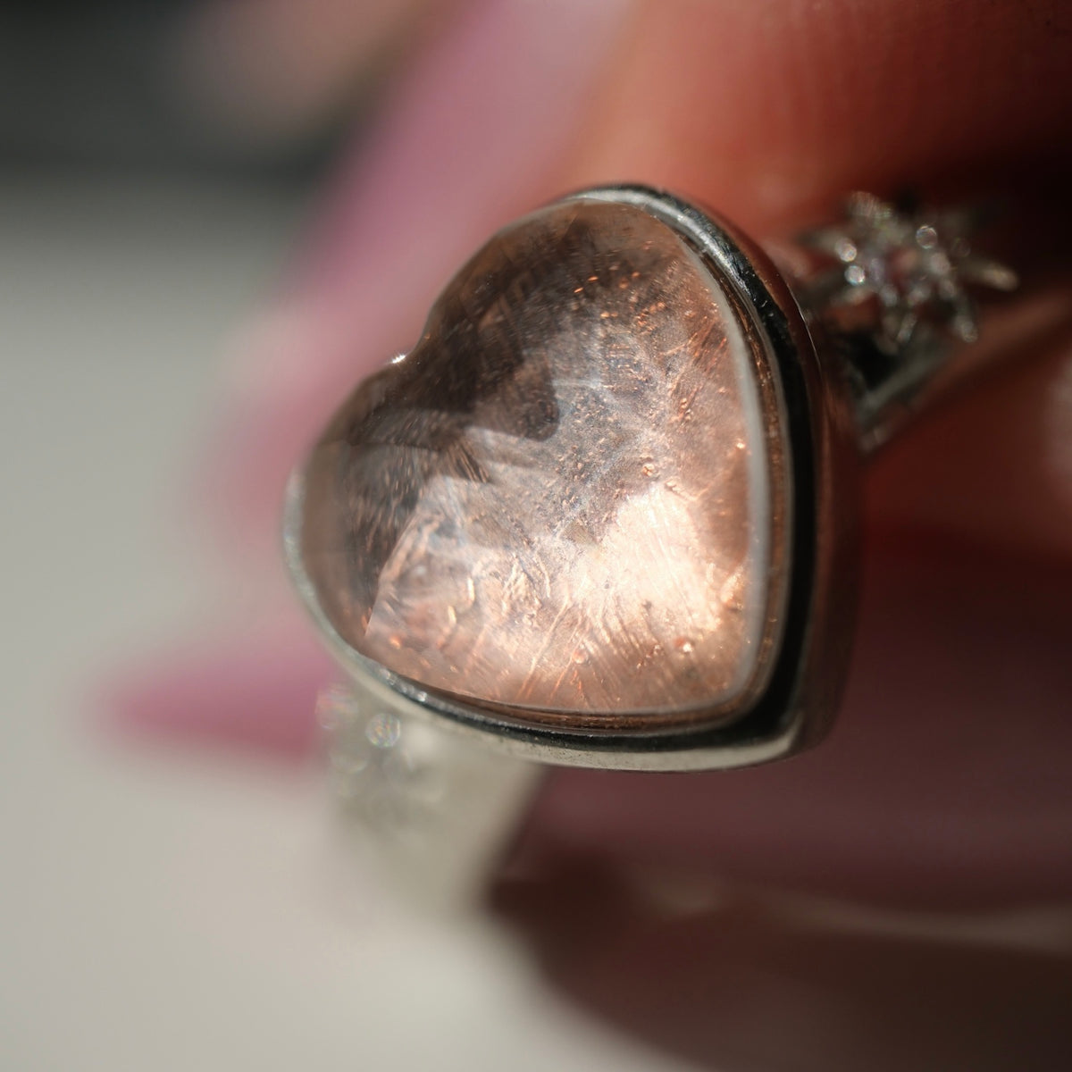 In-hand close-up of the heart-shaped centre