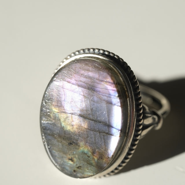 Labradorite Oval Statement Ring