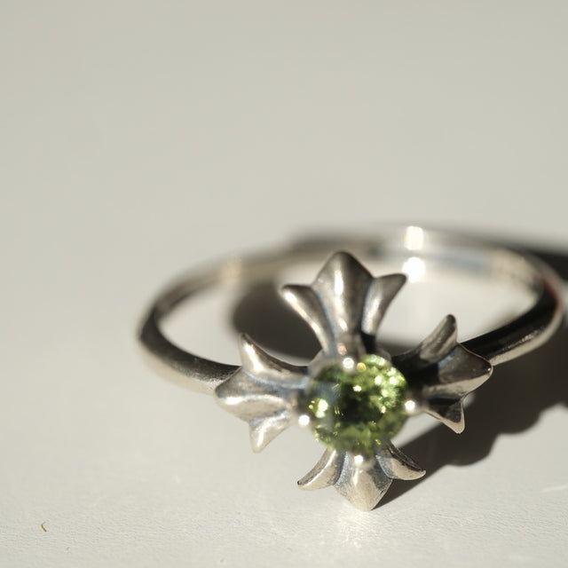 Peridot Cross Ring