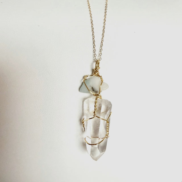 Handmade Lemurian Quartz & Larimar Necklace
