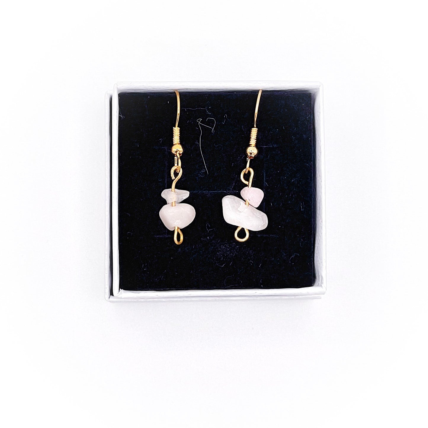 Rose Quartz Drop Earrings (gold)