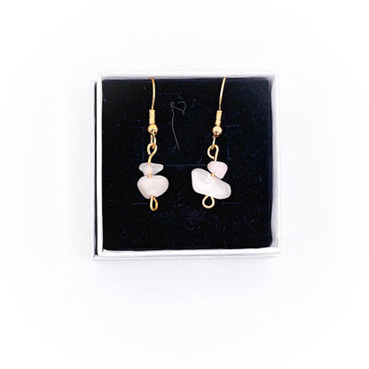 Rose Quartz Drop Earrings (gold)