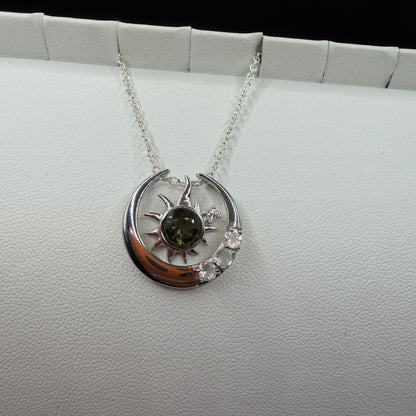 Moldavite and Rose Quartz S925 Certified Necklace