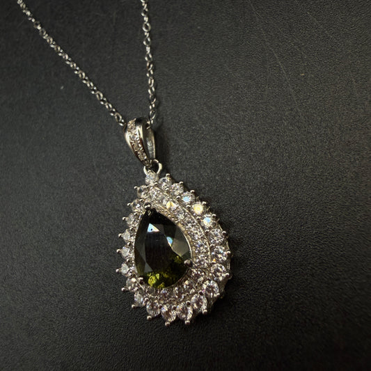 Moldavite Teardrop Certified S925 Necklace