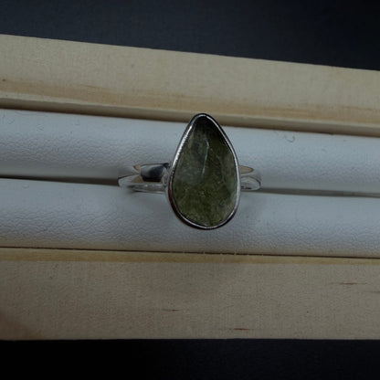 Moldavite S925 Adjustable Certified Ring
