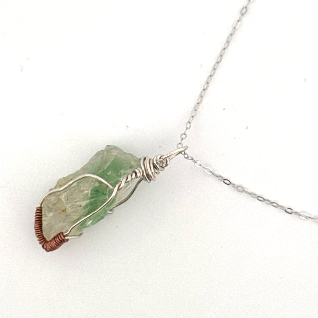Green Lemurian Fluorite S925 Handmade Necklace