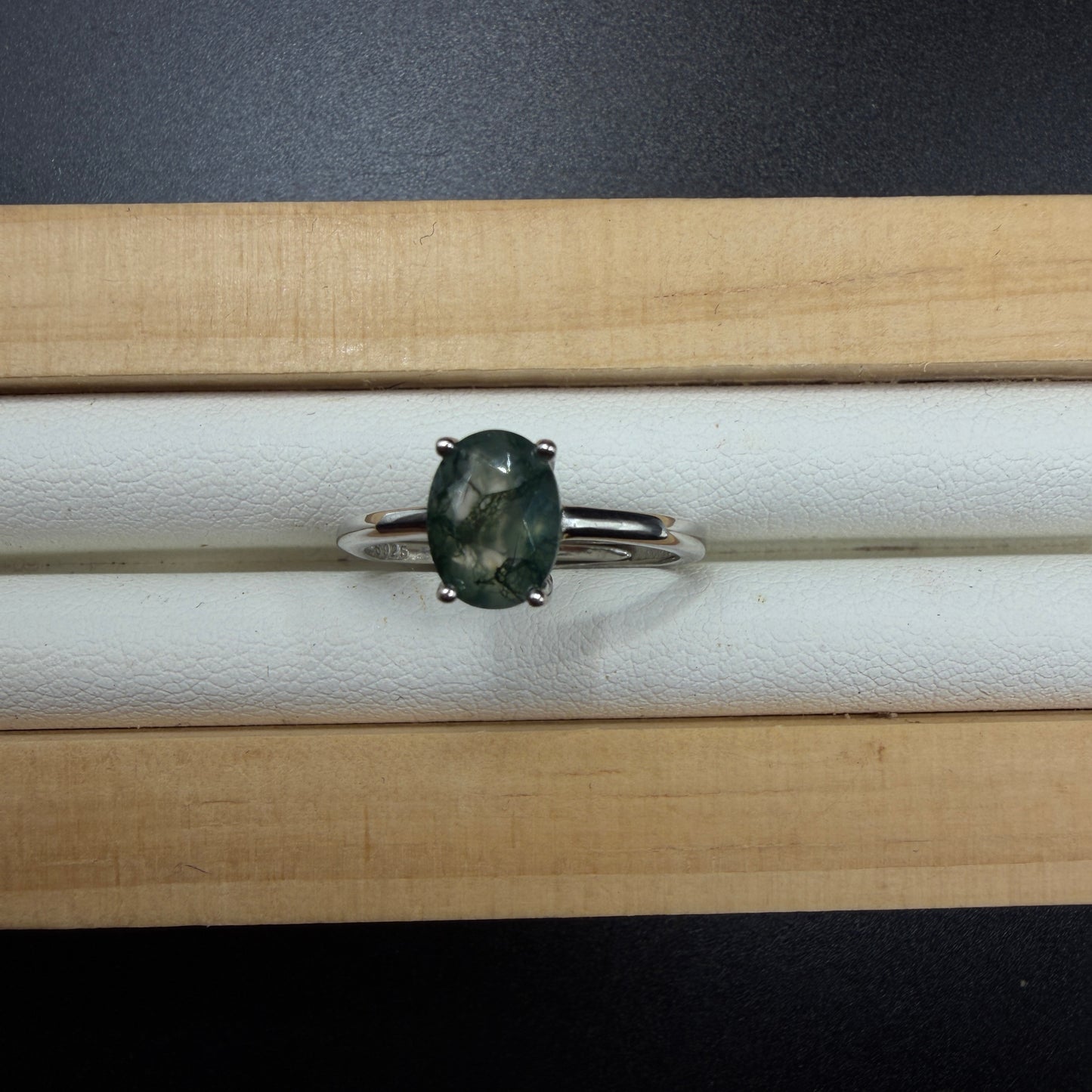 Moss Agate S925 Adjustable Ring
