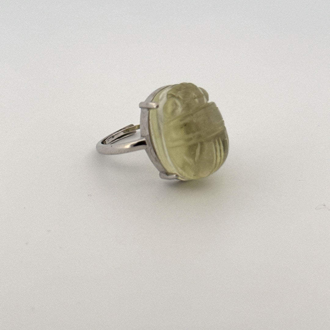 Large Libyan Desert Glass S925 Certified Adjustable Ring